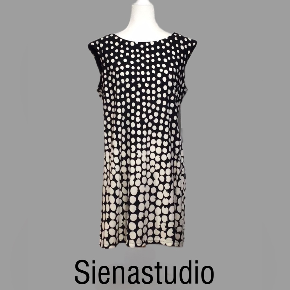 NWT Siena Studio Pull-Over Dressy A-Line Dress,‎ Black and White, XL